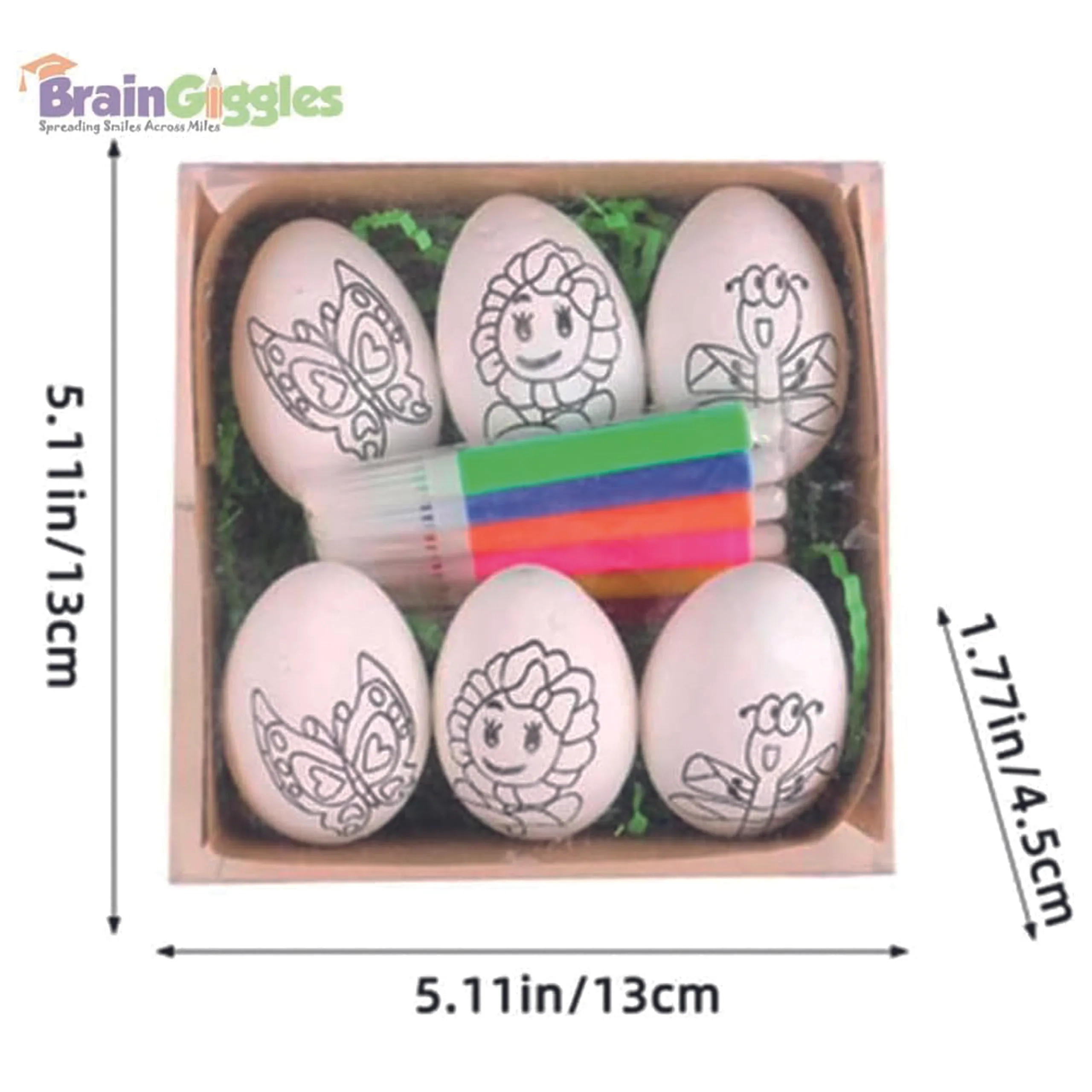 Hand-Painted Easter Eggs Drawing Set - 6 Pcs 6 x Markers