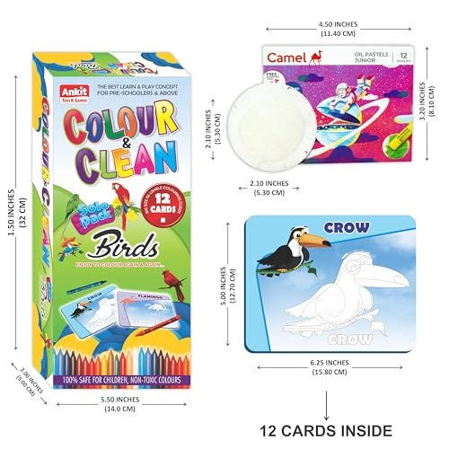 Birds Color & Clean Flash Cards - 36 months - 10 years 14 pieces