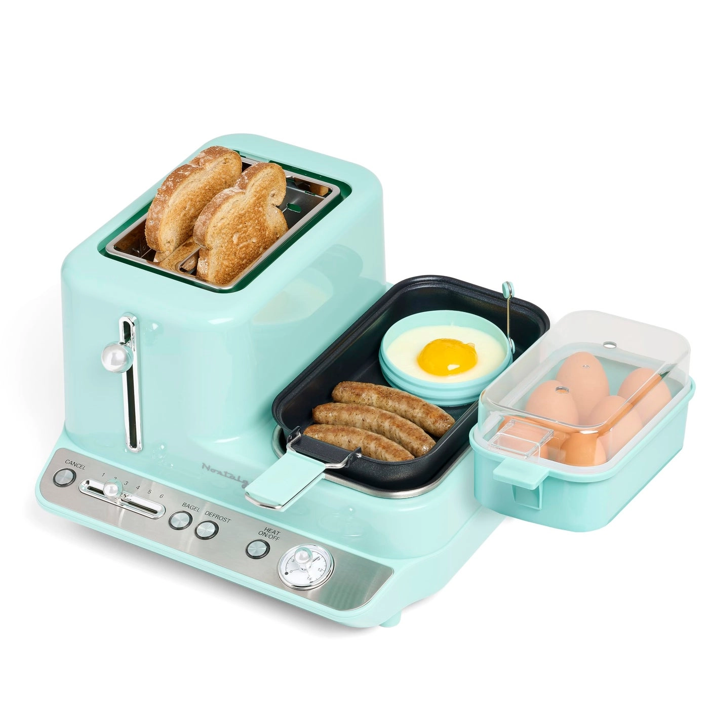 Nostalgia Electrics Egg and Veggie Steamer + Non-Stick Griddle + Wide 2-Slot Toaster