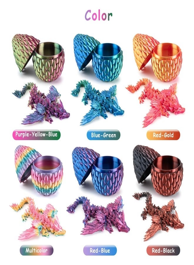 3D Printed Dragon - Articulated Crystal + Egg