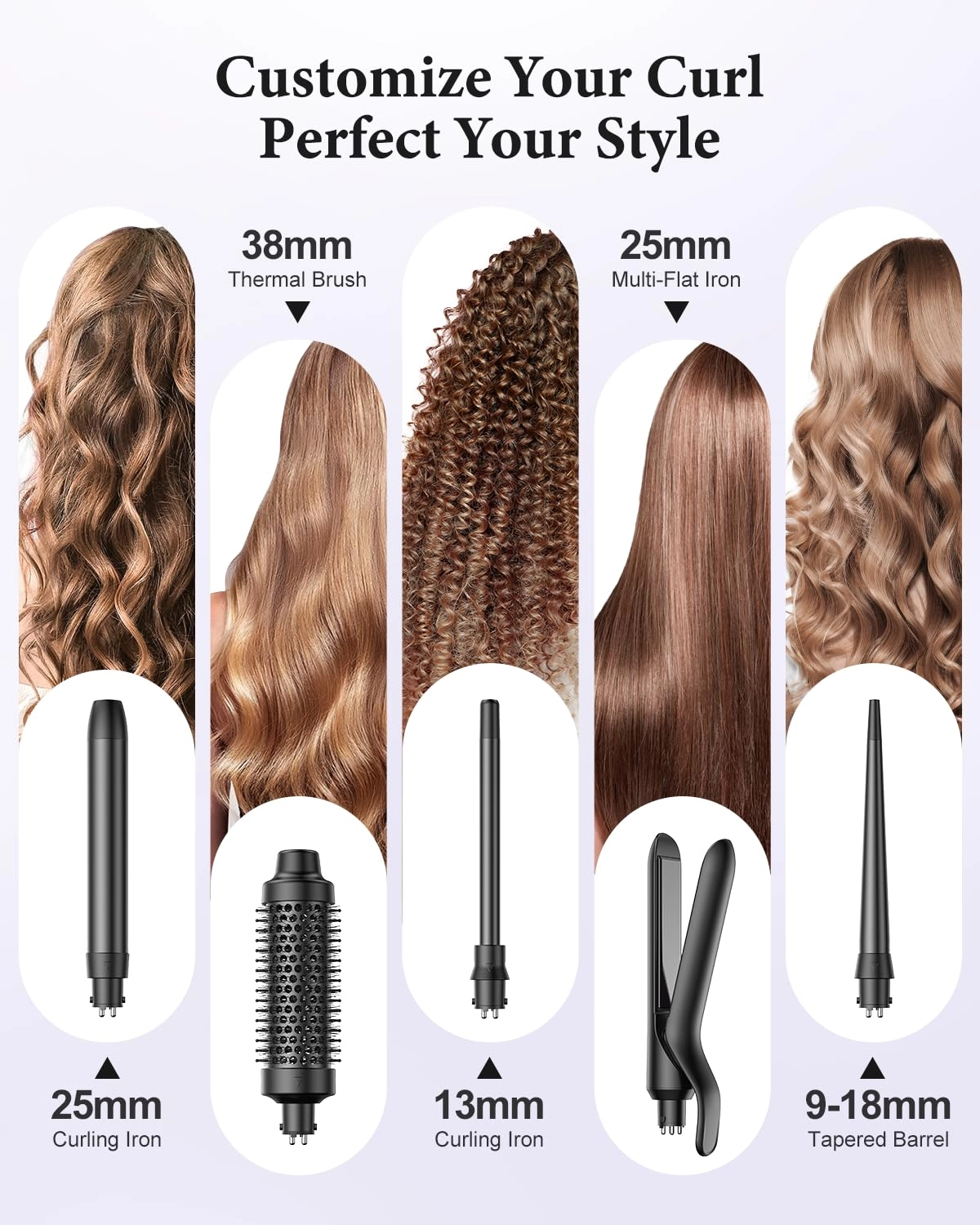 5 in 1 Curling Iron - 0.35"-1"