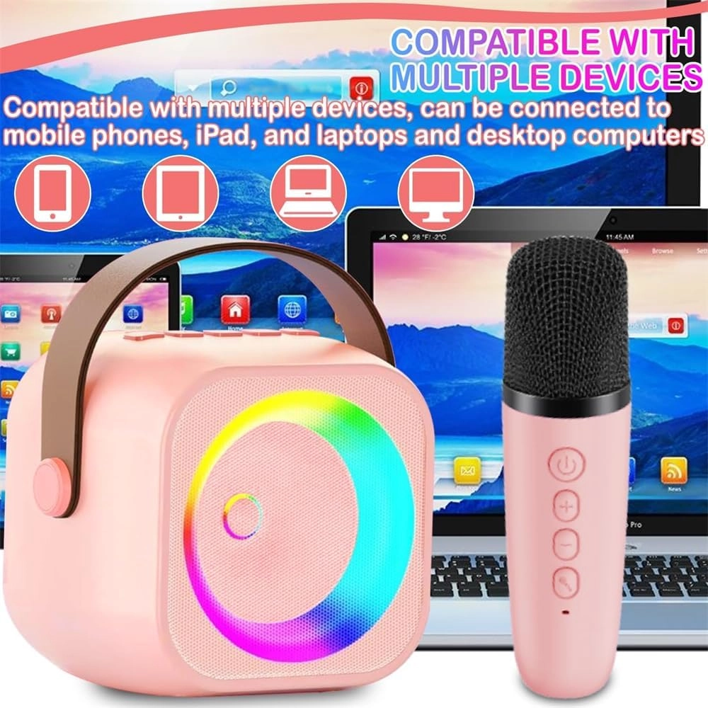 Mini Karaoke - 2 Wireless Microphones 8-10 hours playback