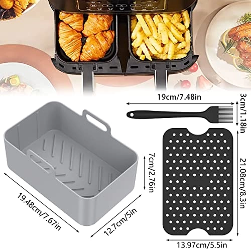 Air Fryer Silicone Basket - 2pcs Silicone + Silicone Pad - 4pcs Silicone + Oil Brush - 1pc