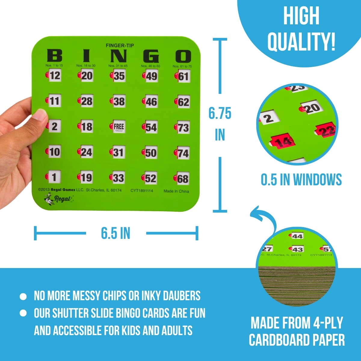 Bulk Bingo Cards - Sliding Windows Reusable Large Print