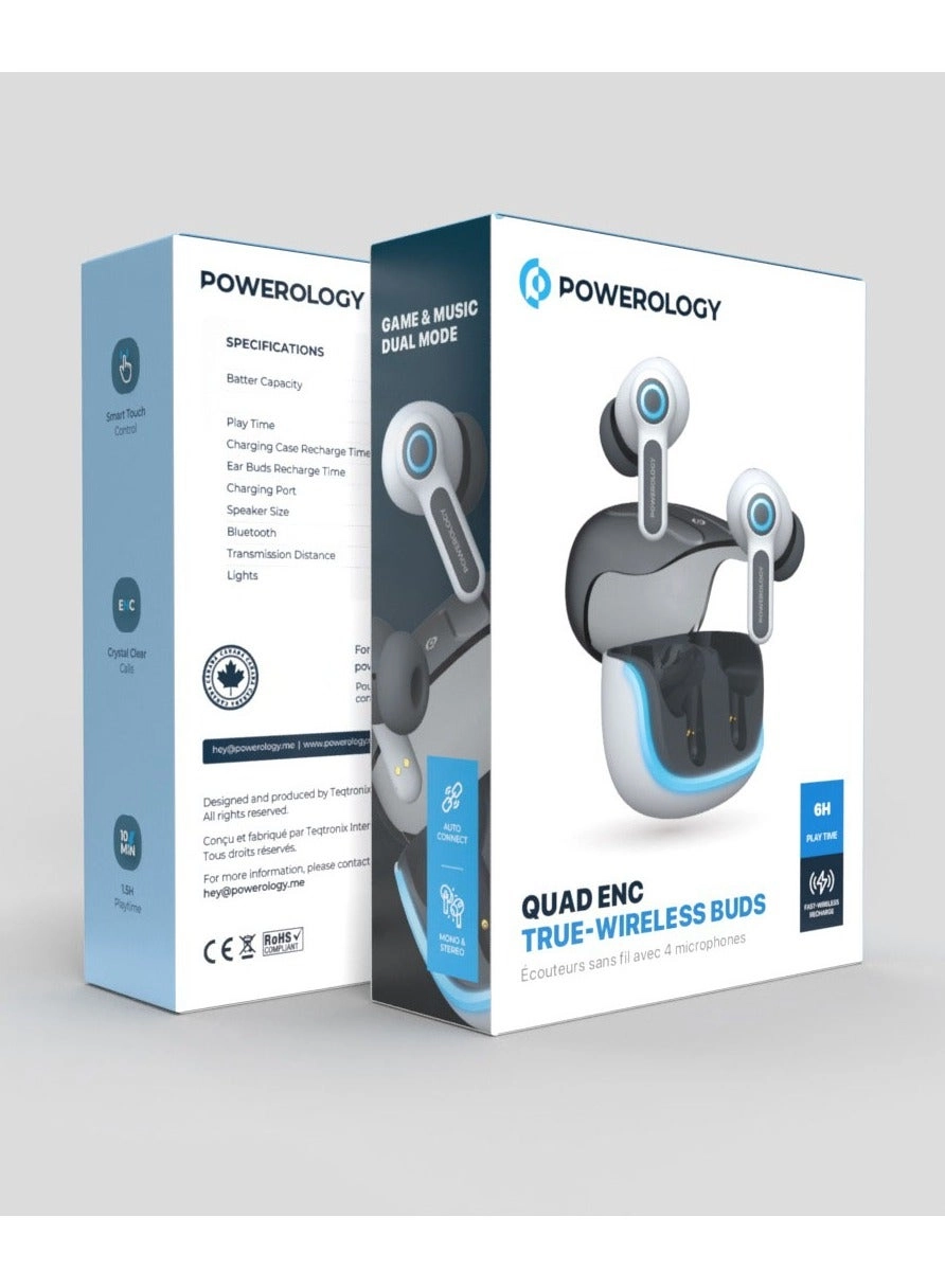 Quad Mic ENC TWS Earphone - Wireless Earbud