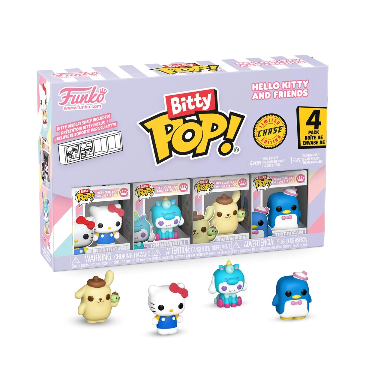 FUNKO TOYS Bitty POP! Hello Kitty + Bitty POP! Cinnamoroll + Bitty POP! Pompompurin + Bitty POP! Chase - Sanrio - 4 pcs (FU85713)
