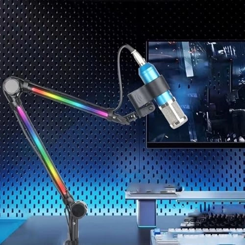 RGB Boom Microphone Stand - Quick Damping Flexible Angle Dynamic RGB