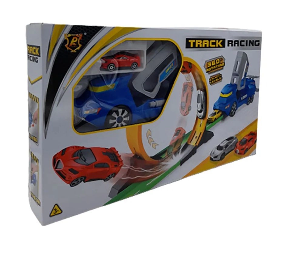 Loop Track With Launcher And Car - 360 Degrees Rotating 2 Elastic Levels
