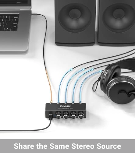 4-Way Headphone Amplifier - 3.5mm Independent Volume Control