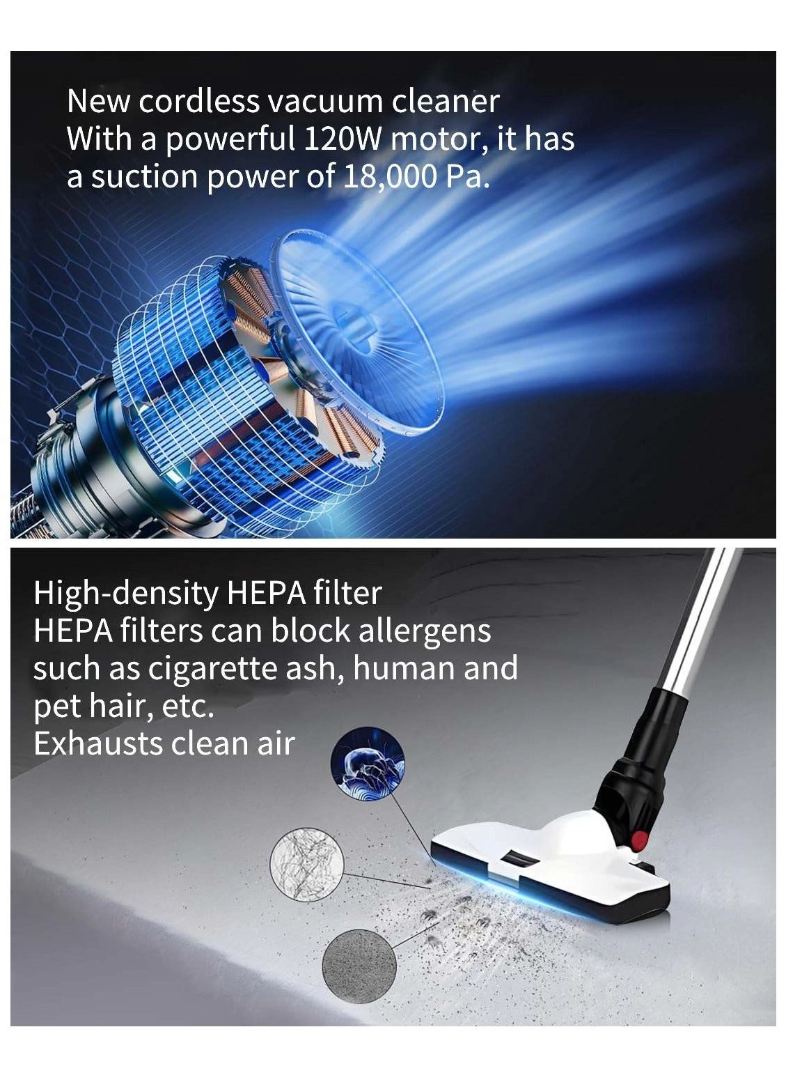 Handhed Cordless Vacuum Cleaner - 6,000 mAh