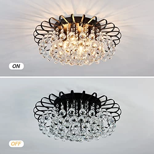Crystal Floral Chandelier - 4-Light Modern Bronze