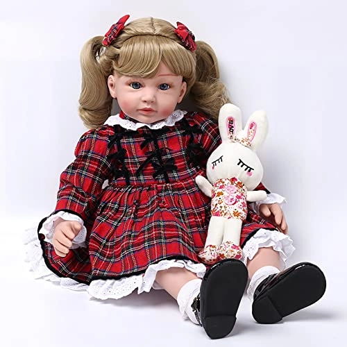 Reborn Baby Doll - 24 Inch Vinyl Cotton Body Pink Yarn Skirt Ages 3+