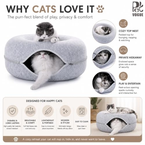 Donut Cat Bed - 50x50x20cm Polyester