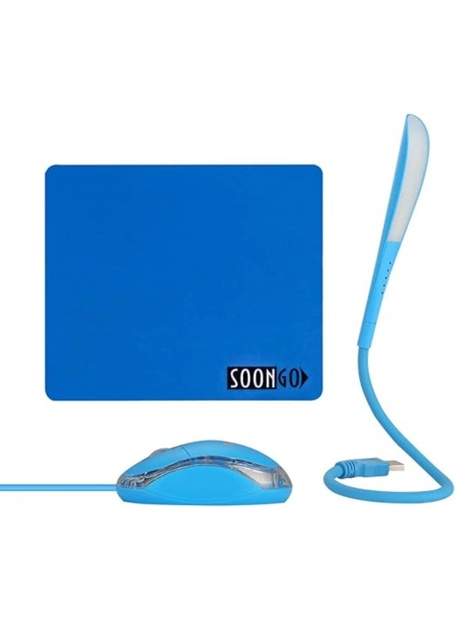 Mini Mouse Pad + Kids Mouse + USB LED Light