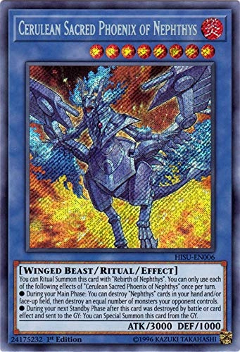 Konami Cerulean Sacred Phoenix of Nephthys HISU-EN006 - Secret Rare 1st Edition