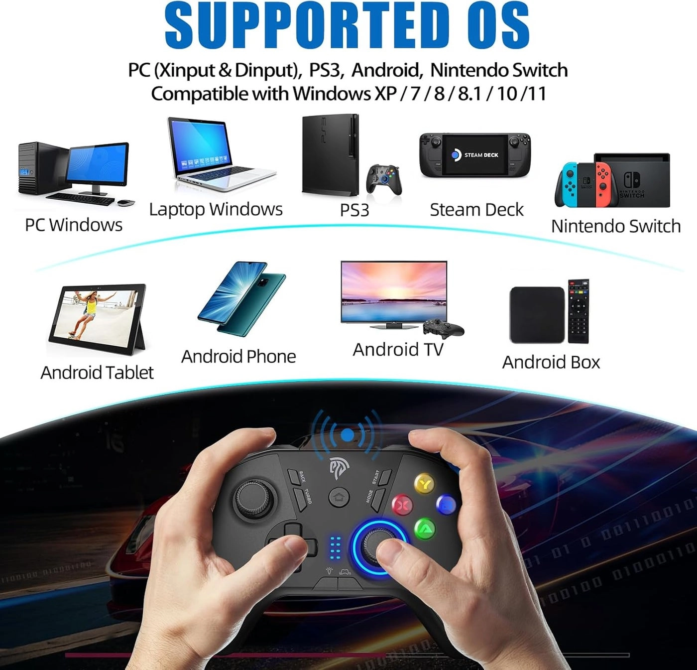 Classic Gamepad 9110 - BLACK PC/Switch/Steam Deck/Android/Laptop/PS3/Android TV BOX
