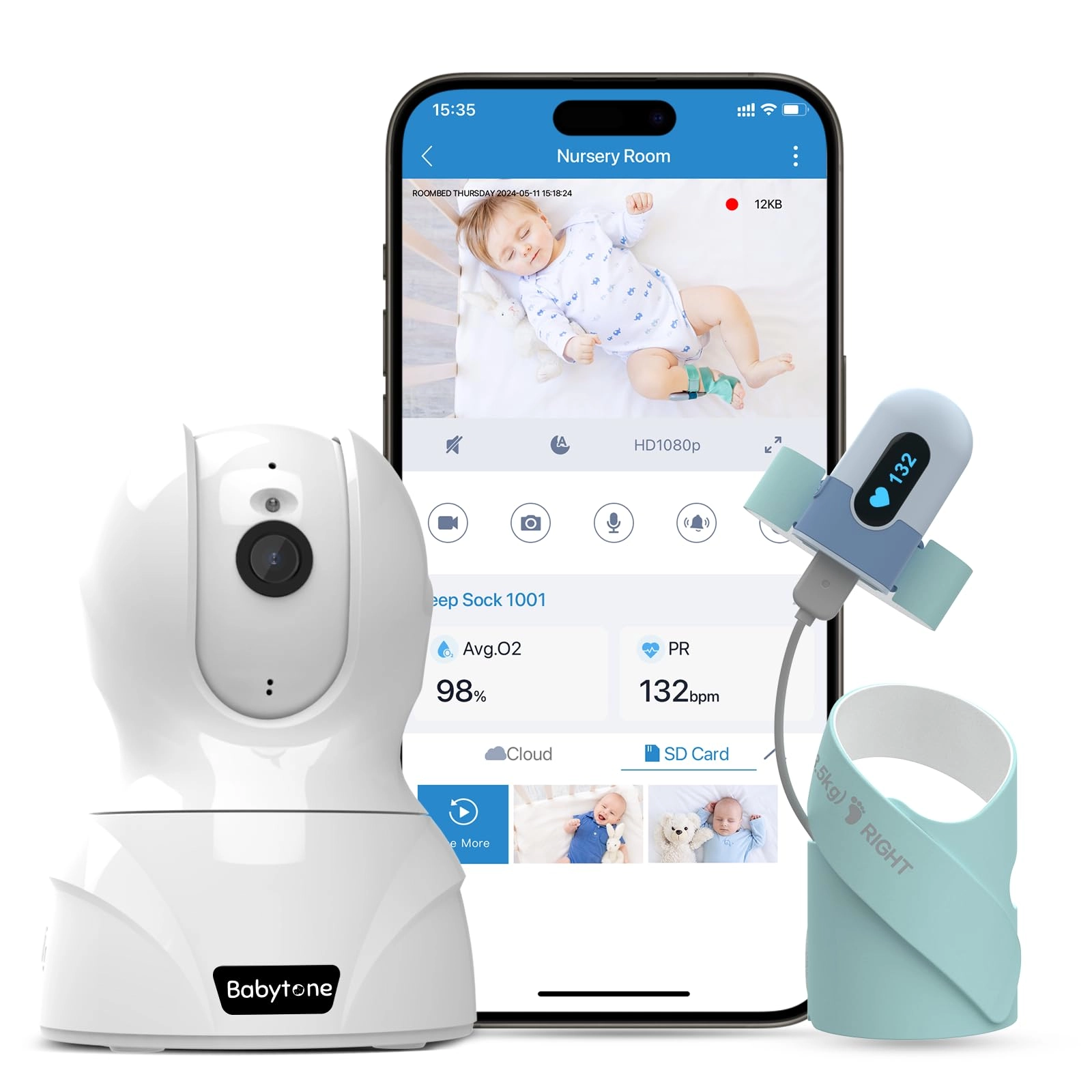 babytone Sleep Satview - Smart Sleep Sock 2.5K HD Camera