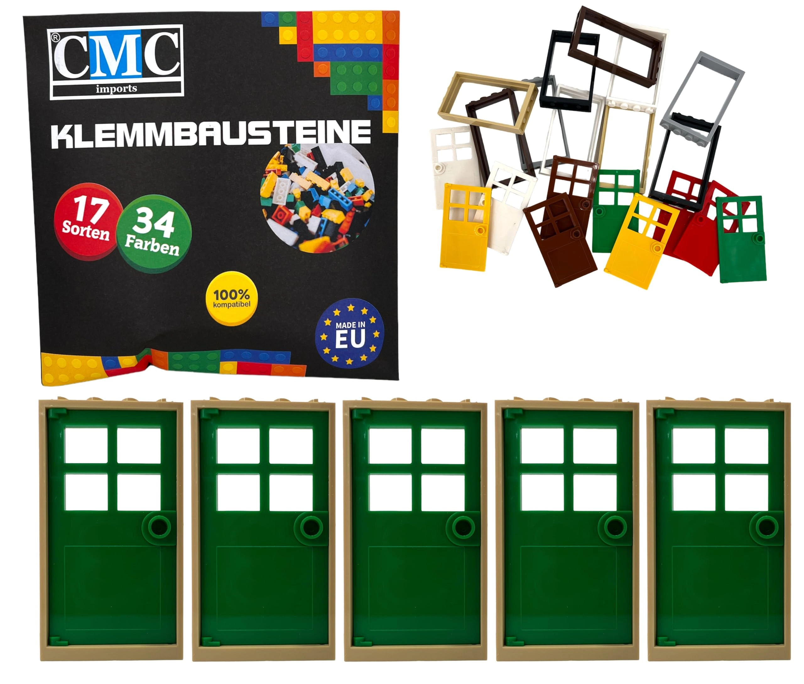 Door Frame - Beige 5 pcs + Door Leaf - Green