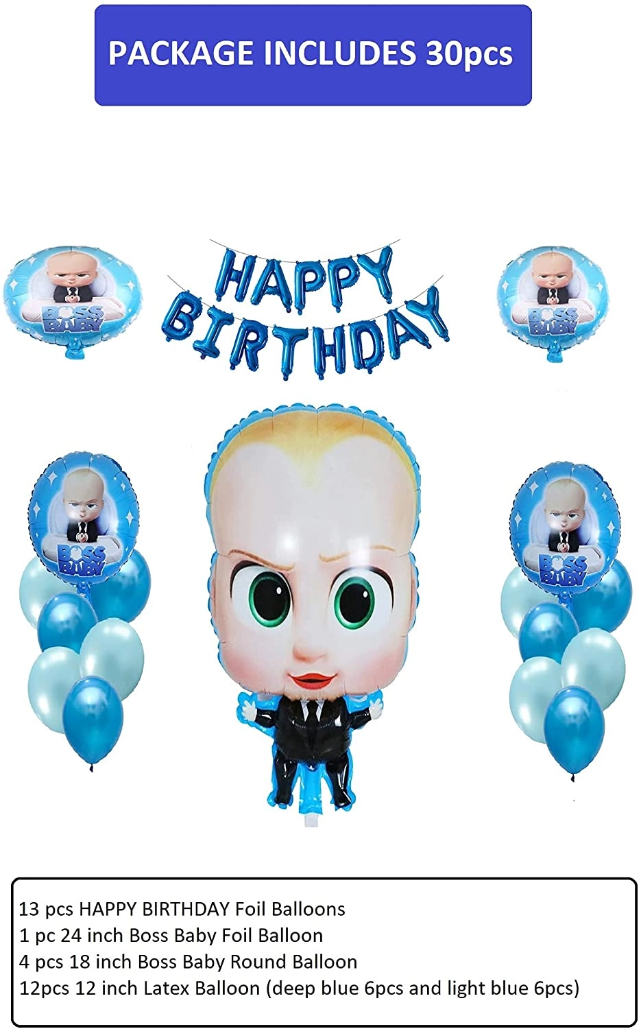 Baby Boss Foil Balloons - 30 PCS Birthday Baby Shower