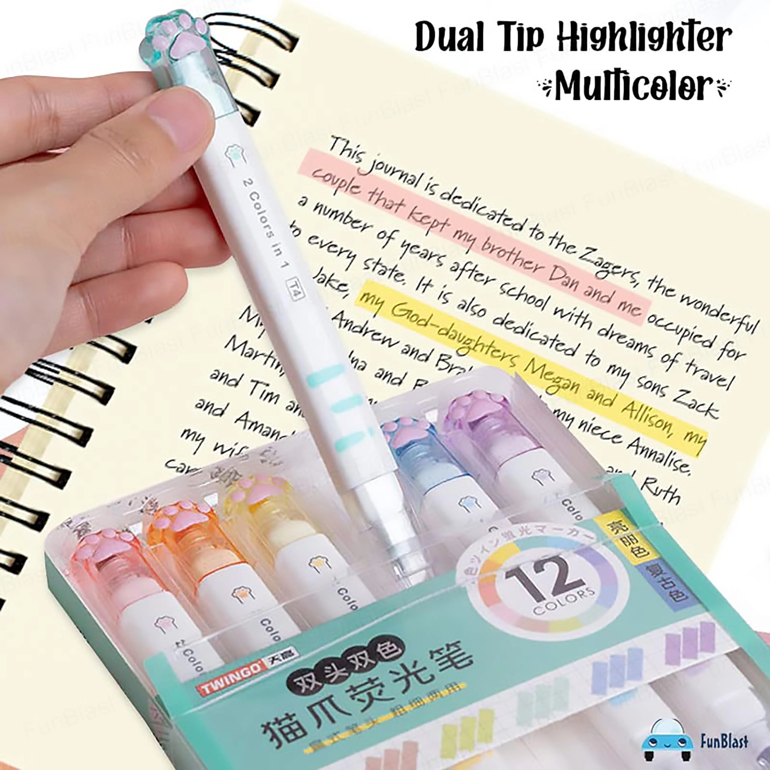 Cute Cat Paw Highlighter Pen - Multicolor Chisel