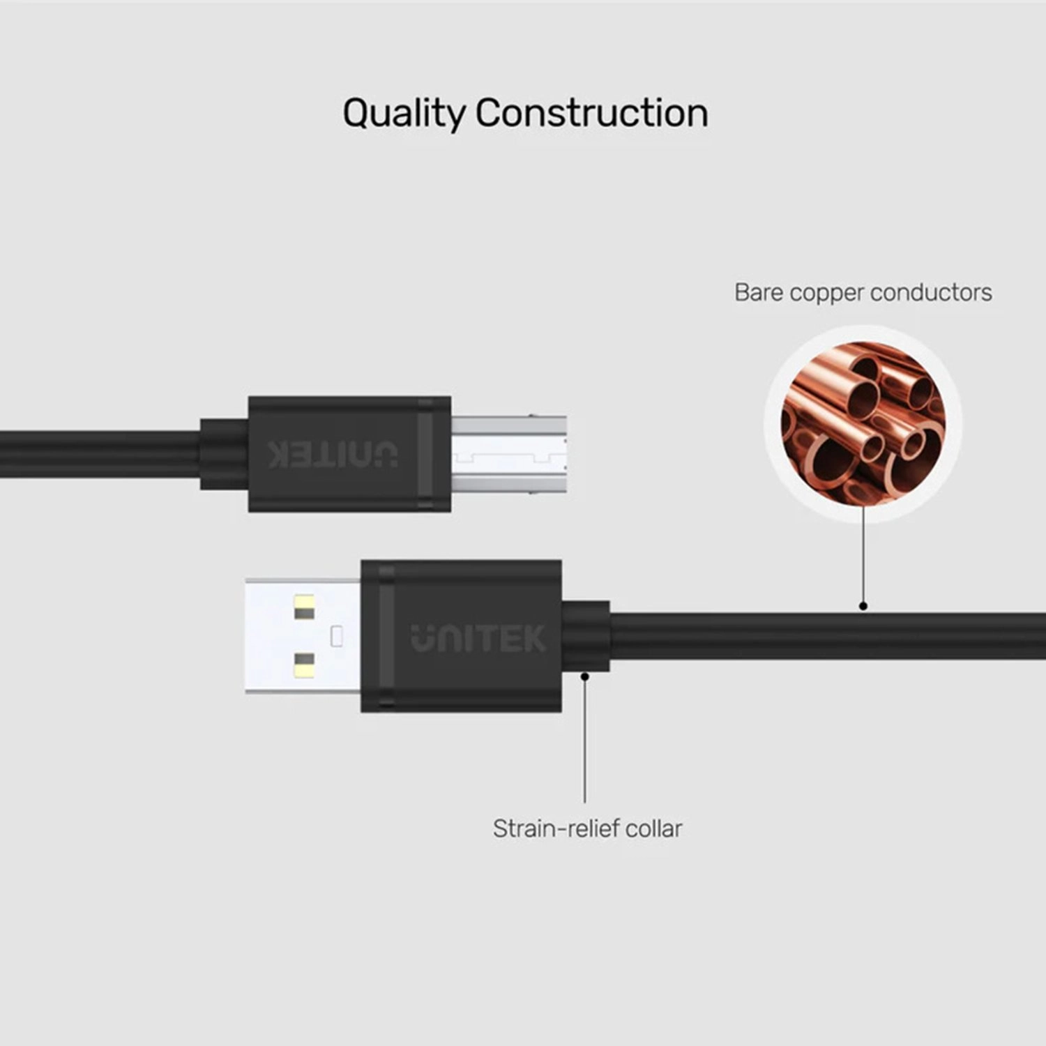 USB 2.0 Cable 480Mbps USB-A to USB-B 1m