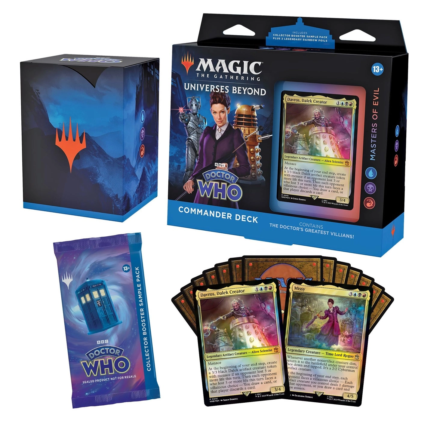Doctor Who Commander Deck - 100-Card + Collector Booster Sample Pack - 2-Card + Accessories
