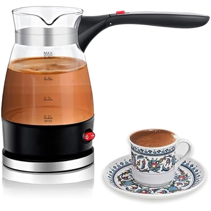 Turkish Glass Coffee Maker - Foldable Handle Portable Electric