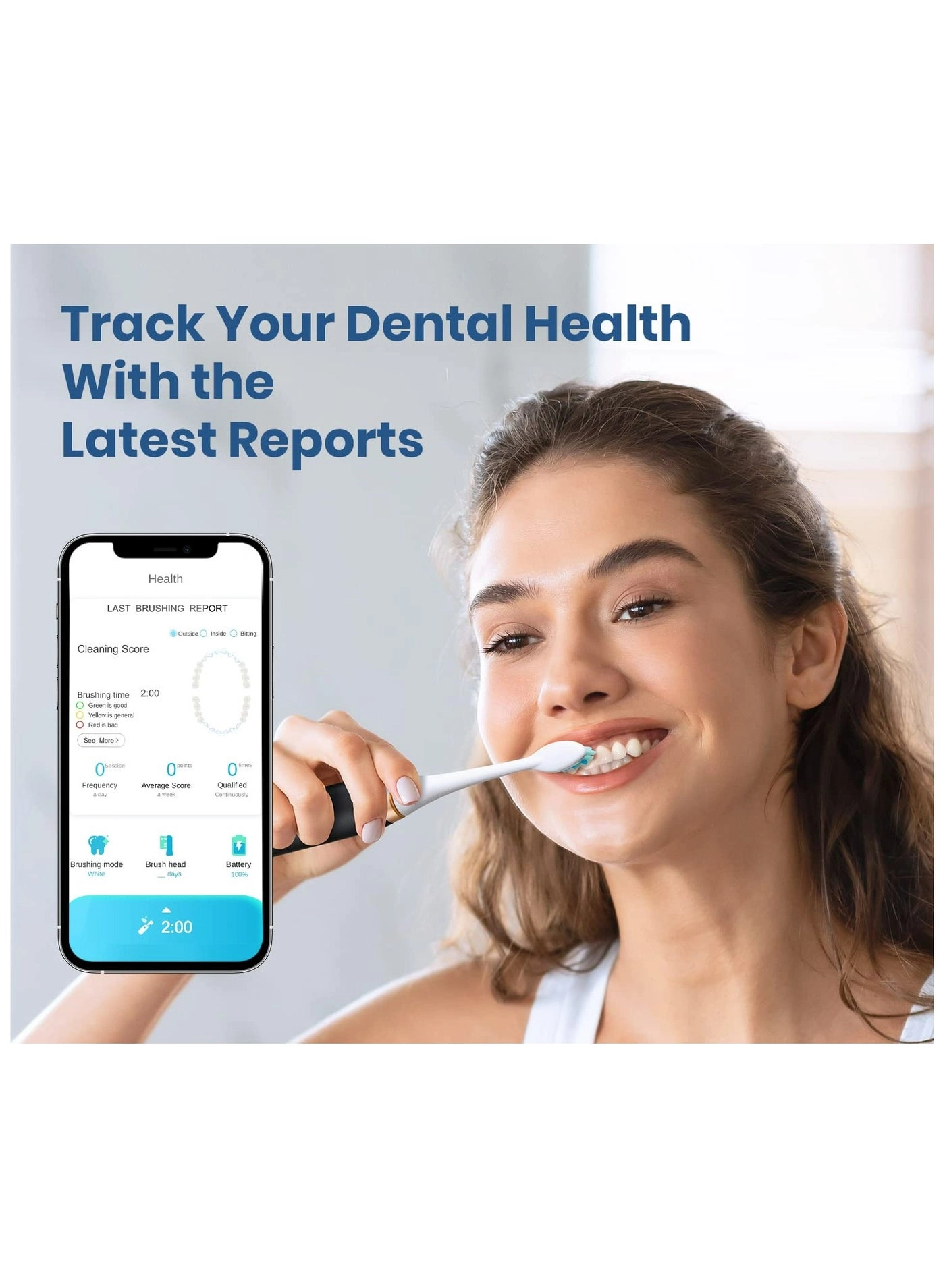 Rechargeable Electric Toothbrush - Smart Bluetooth With APP Waterproof Soft Sonic