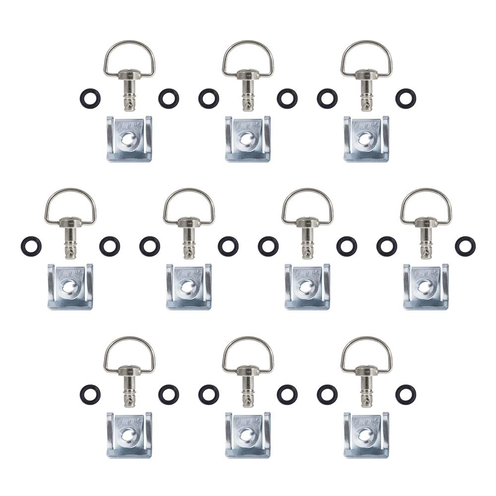 Oldbones Quick Release D-Ring Race Fasteners - 17mm 10 Pack Chrome Silver