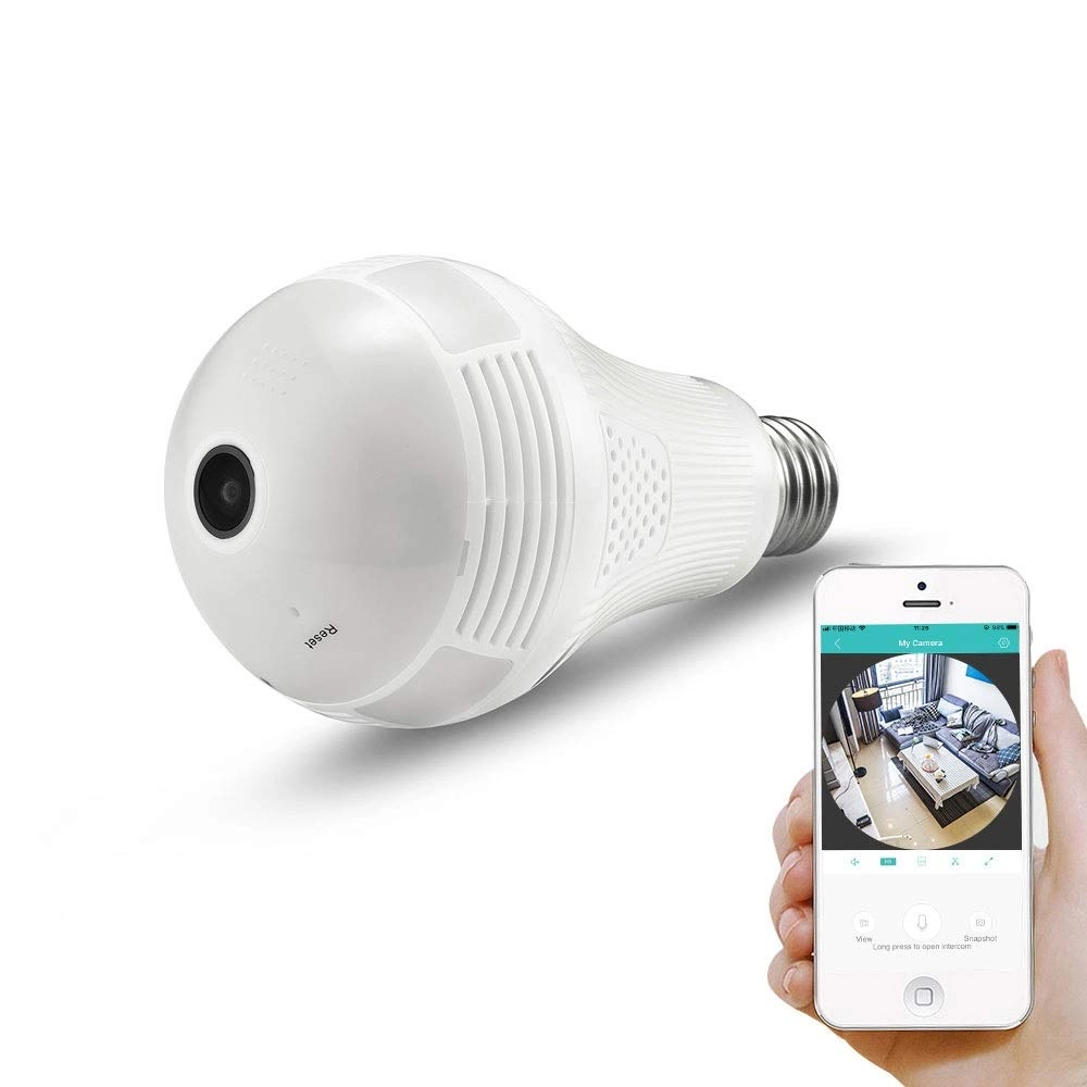 Maizic Smarthome 360 Degree Wide Angle Fisheye WiFi IP Hidden Camera Bulb - 128GB 960P