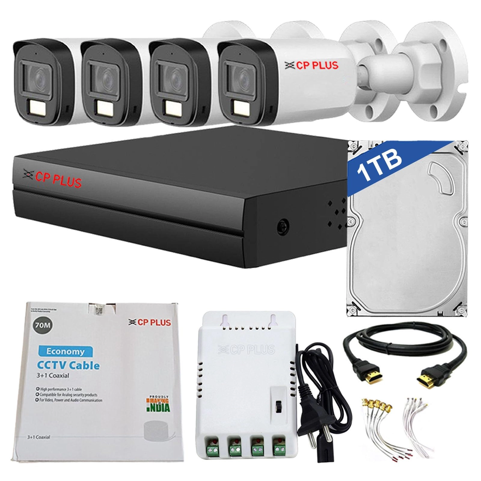 4 Channel 2 MP Universal HD DVR + Hard Drive - 2 TB + Dome Camera - 2.0 MP + Bullet Camera - 2.0 MP