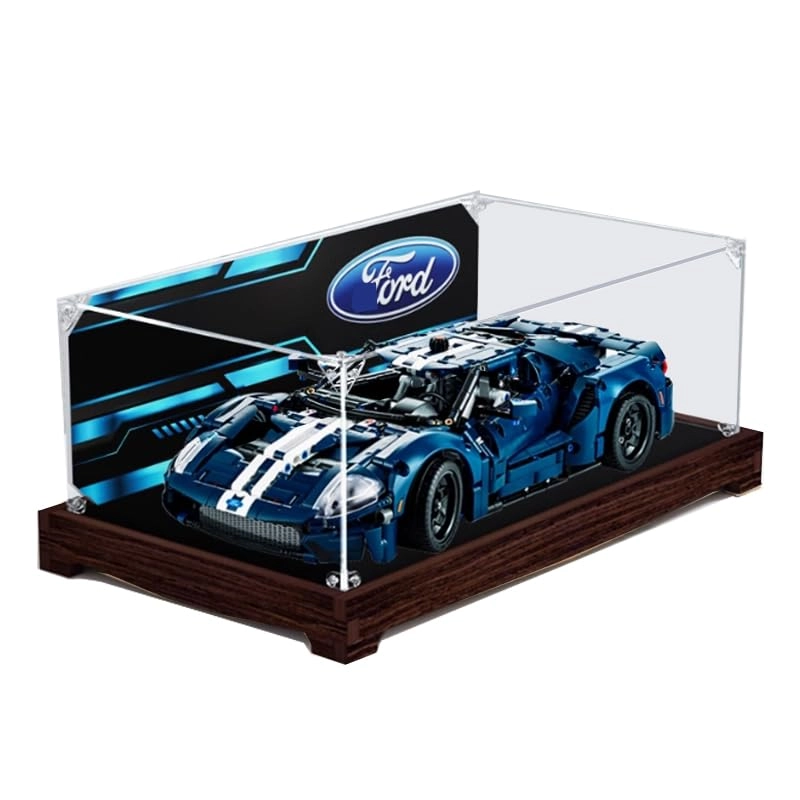 HCAEIOFJ Display Case for Lego Technic 42154 - Black Bottom+background 17.71x9.84x5.90in.