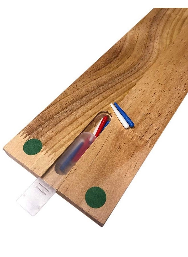 Cribbage Board - 3-Track Colour Coded Real Pine + Deck of Cards + Cribbage Pegs - Metal