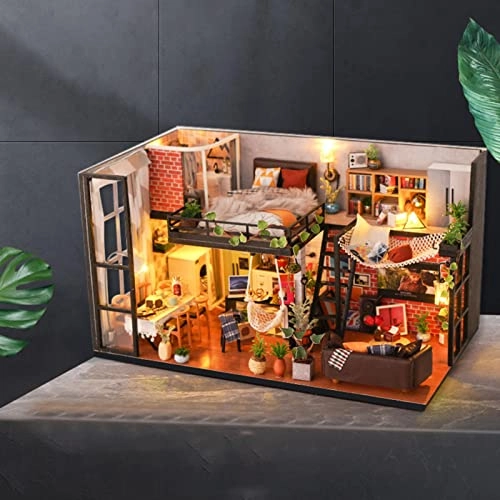 DIY Miniature Dollhouse Kit - Wooden LED Lights