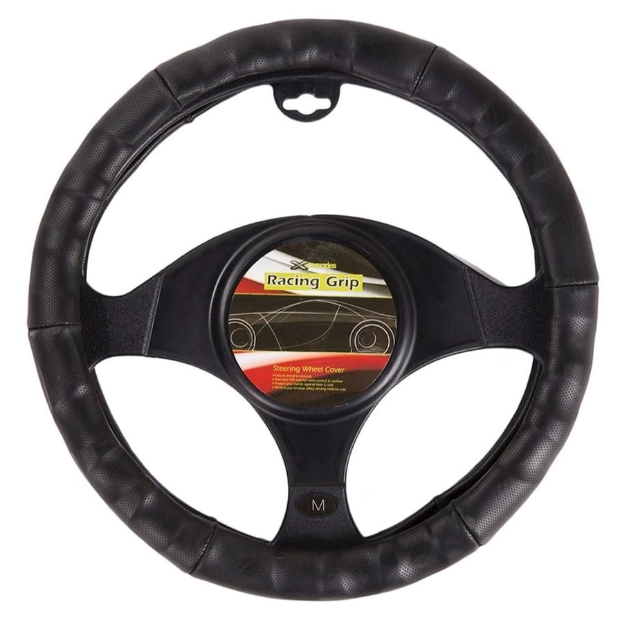 Racing Grip Leather Steering Wheel Cover