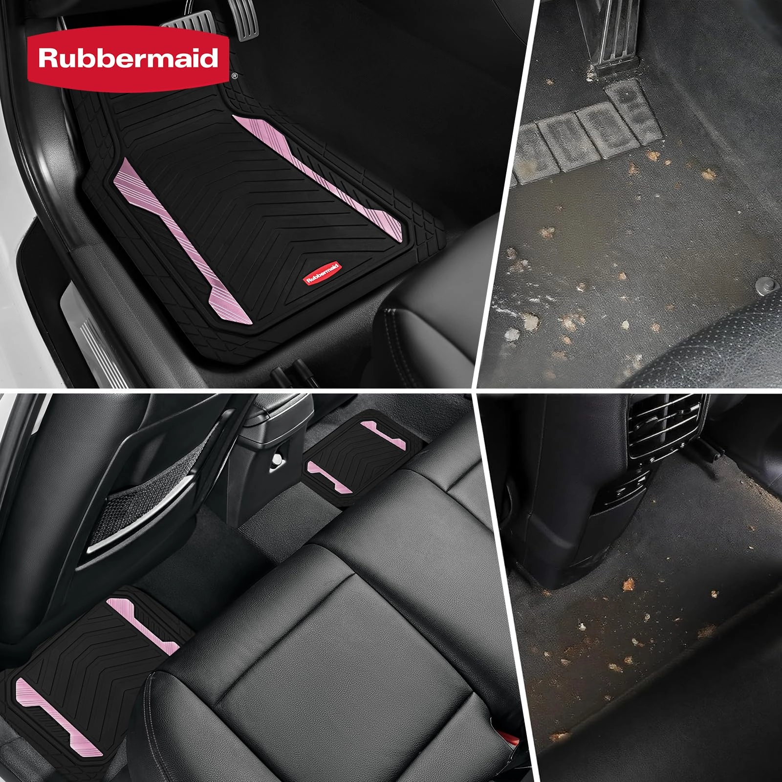 Car Floor Mat - Pink & Silver Universal Fit All-Weather