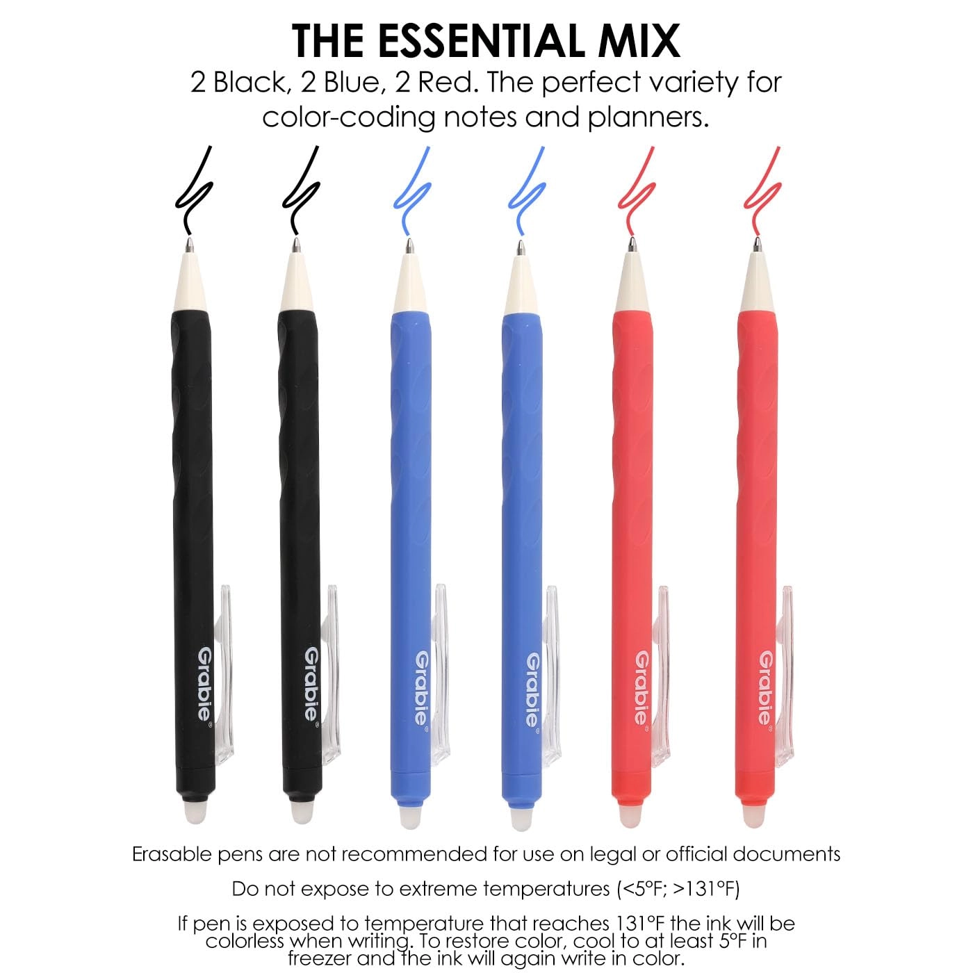 Erasable Gel Pens - Pack of 6 0.7 mm