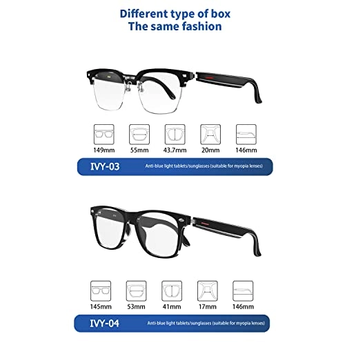 TWS Smart Bluetooth Audio Glasses - Blue Light Blocking Black Frame