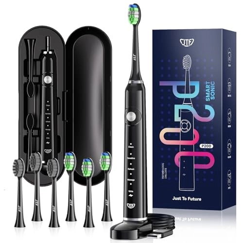 P200 - Sonic Electric Toothbrush 6 Replacement Brush Heads 12H Charge