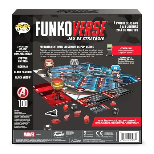 Funkoverse: Marvel 100 - Captain America + Black Widow + Iron Man + Black Panther - 4-Pack 3'' (7.6 Cm) POP! (French)