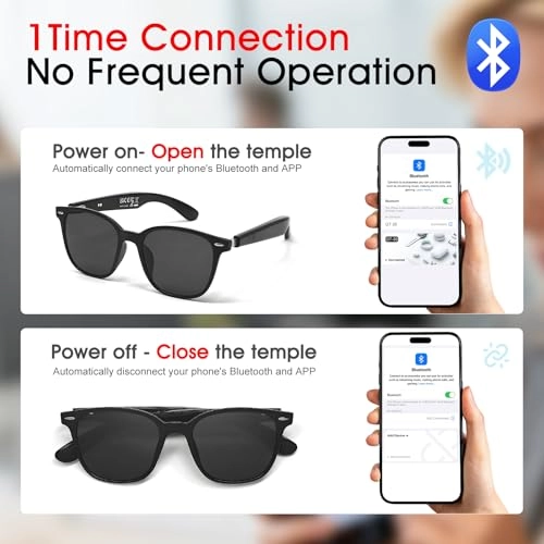 AI Translation Glasses - 140+ Languages Bluetooth Built-in Mic & Speaker