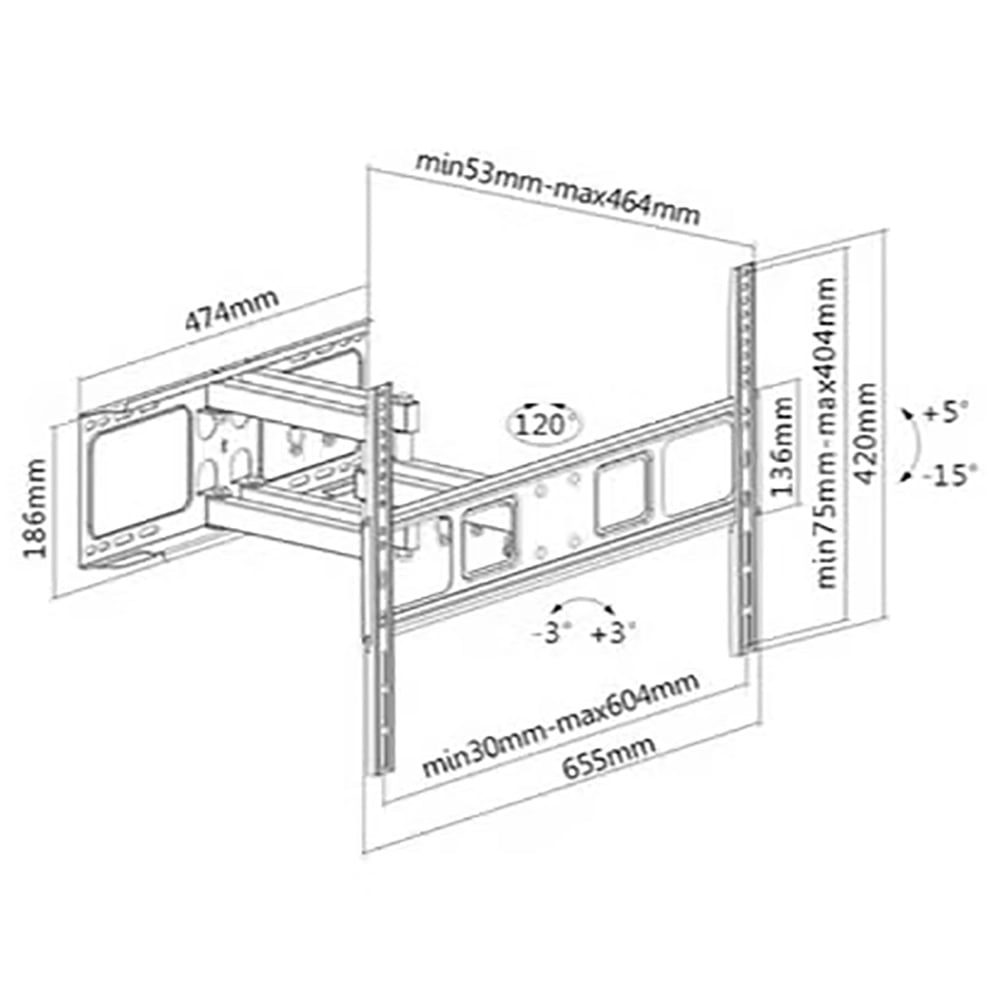 Full Motion TV Wall Mount 91-ML0331 - 2 kg 26"-65"