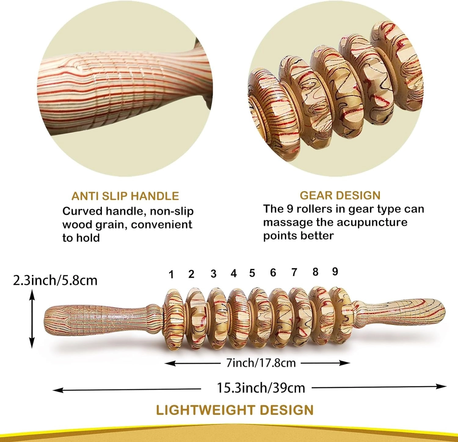 Handheld Wooden Massager Roller