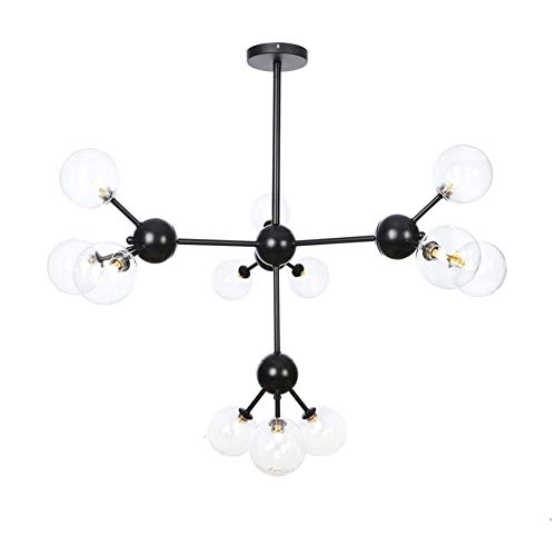Magic Bean Molecular Chandelier - 12 heads Black transparent lampshade