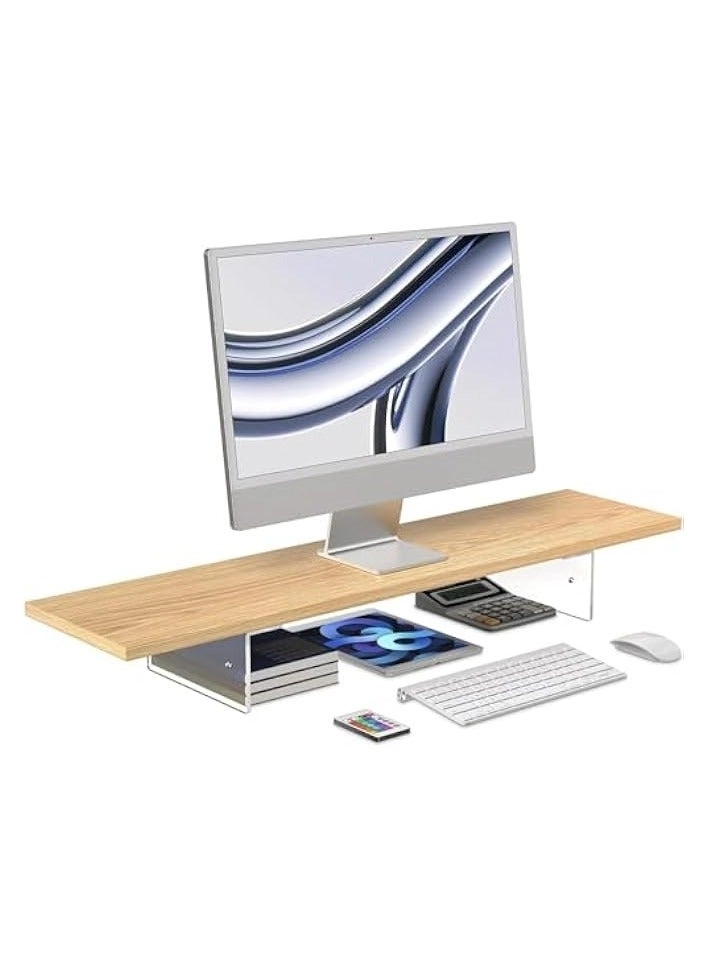 Monitor Stand Riser - Acrylic 60cm Wood