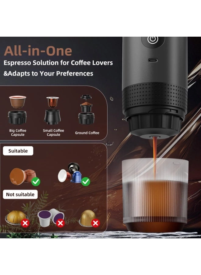 Portable coffee maker - 60 ml ground coffee and capsules