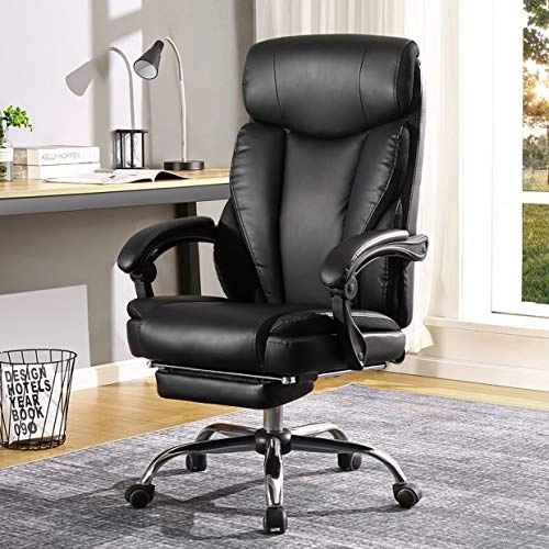 Desk Chair - PU Leather Brown High Back