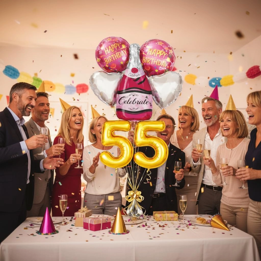 Number 55 Birthday Balloons Set - 6 Count