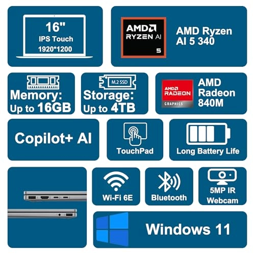 OmniBook X - 16'' Ryzen AI 5 340 16GB DDR5 512GB SSD
