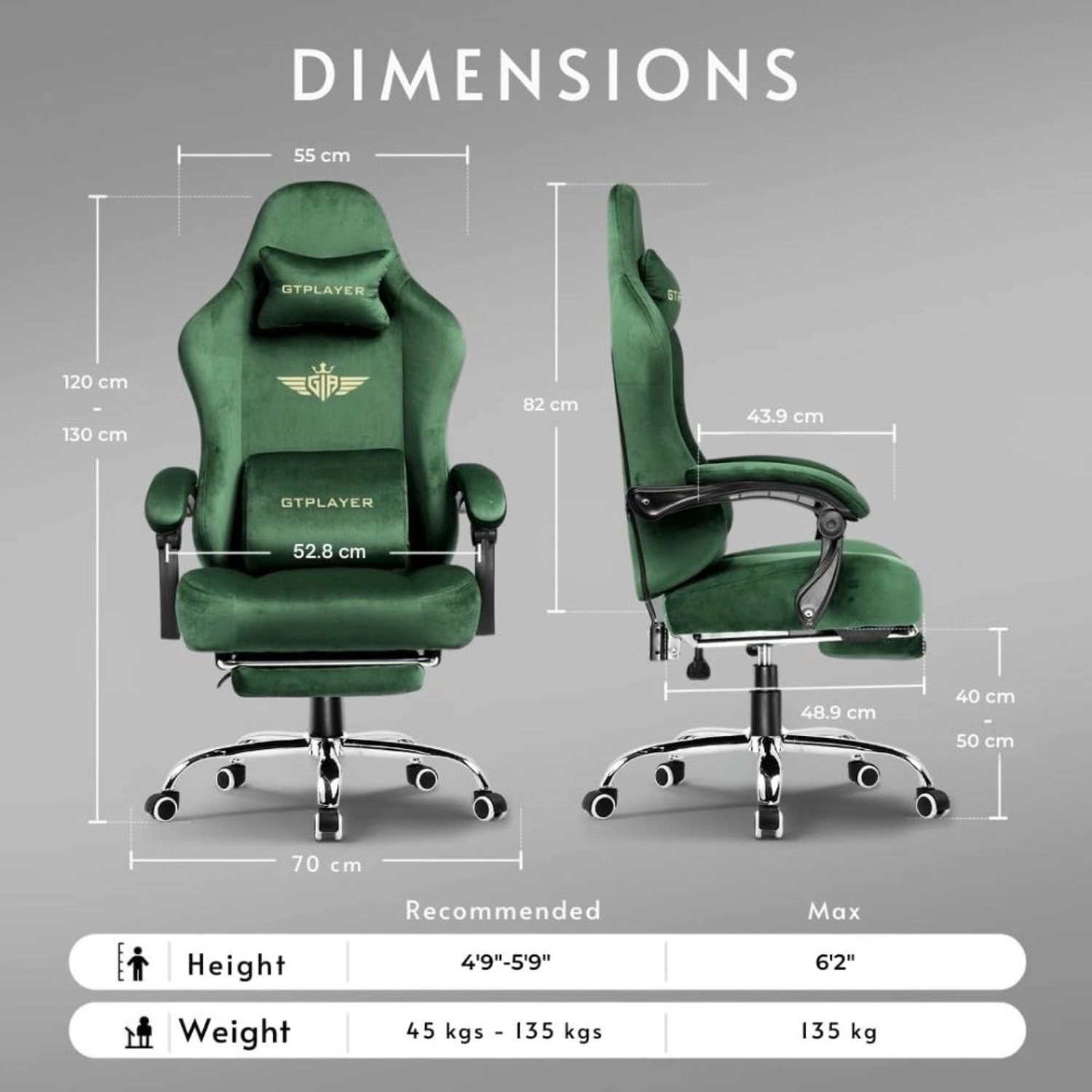 GT829 - Gaming Chair Velvet Green